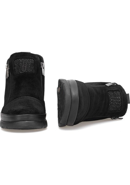Elit Celindra Kadın Hakiki Süet Deri Düz Bot Siyah indirimleri
