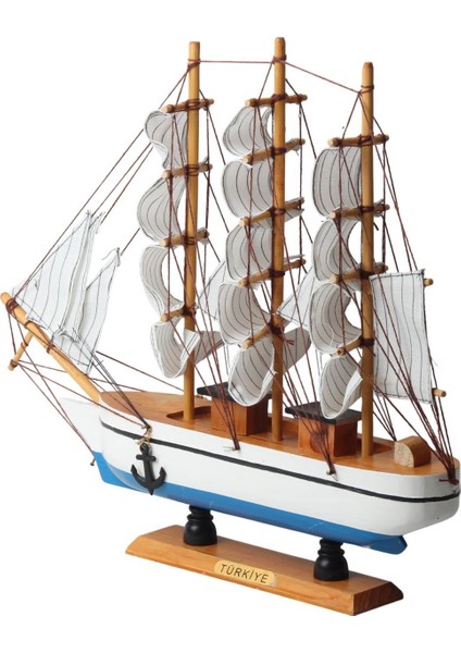 Dekoratif Ahşap El Yapımı Yelkenli Gemi Maketi Masaüstü Biblo Ev Ofis Hediyesi 40 Cm. Model F fırsatları
