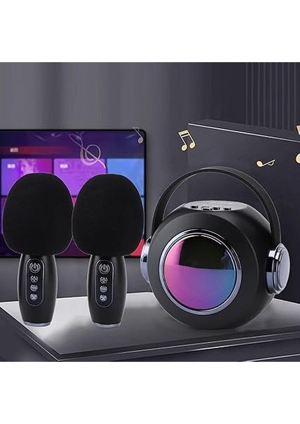 Hoparlör -Seti, Karaoke Makinesi Hd Ses Renkli Işık Efekti Kablosuz Mikrofon Hoparlör Makine Desteği 32G Bellek Kartı Parti Için (Tek Mikrofon) indirimleri
