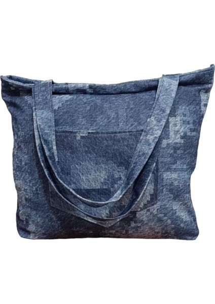 Blujin Desenli Piknik ve Deniz Cepli Fermuarlı Çanta - Mavi fırsatları