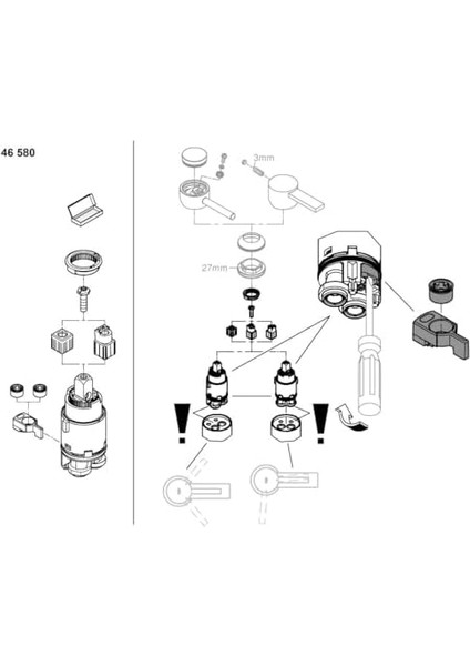 Kartuş (28 Mm, Seramik Sızdırmazlık Sistemli, Sınırlayıcılı), 46580000 modelleri