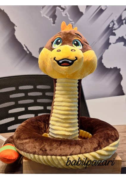 Sevimli Gülen Yılan Peluş (Gri Renk 95CM)