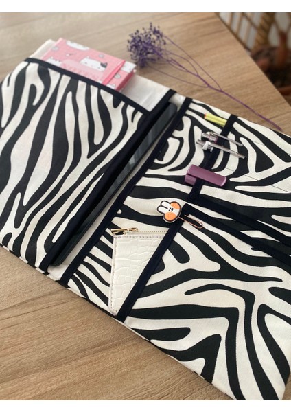 Pöticorn Zebra Desenli Tablet Kılıfı Ajanda Kılıfı Kitap Kılıfı Organizer Düzenleyici Evrensel Uyumluluk fiyatları