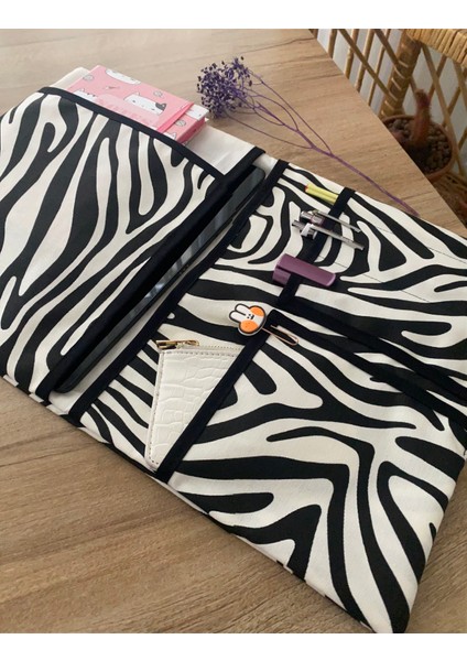 Pöticorn Zebra Desenli Tablet Kılıfı Ajanda Kılıfı Kitap Kılıfı Organizer Düzenleyici Evrensel Uyumluluk