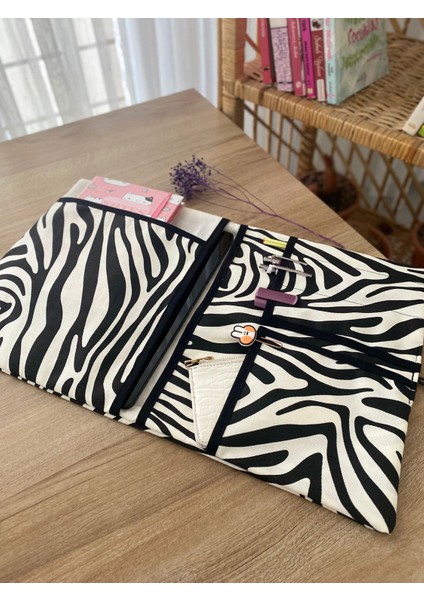 Pöticorn Zebra Desenli Tablet Kılıfı Ajanda Kılıfı Kitap Kılıfı Organizer Düzenleyici Evrensel Uyumluluk