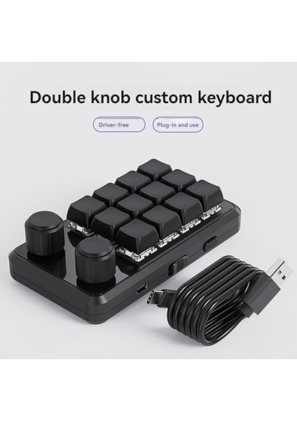 Programlama Makro Kablolu Klavye Özel Rgb 12 Tuşlu Kopyala Yapıştır Düğmesi Mini Klavye Oyun Hotswap Macropad Siyah modelleri