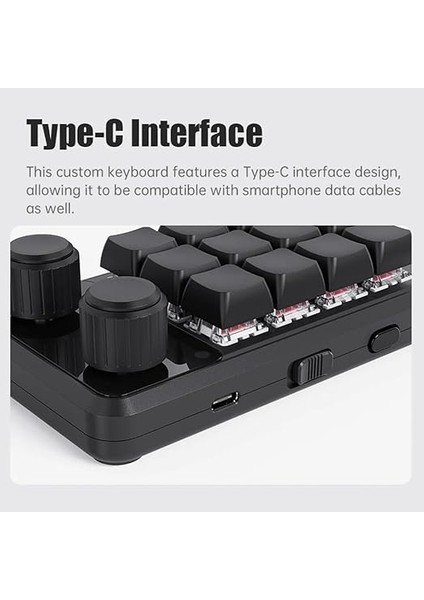 Programlama Makro Kablolu Klavye Özel Rgb 12 Tuşlu Kopyala Yapıştır Düğmesi Mini Klavye Oyun Hotswap Macropad Siyah indirimleri