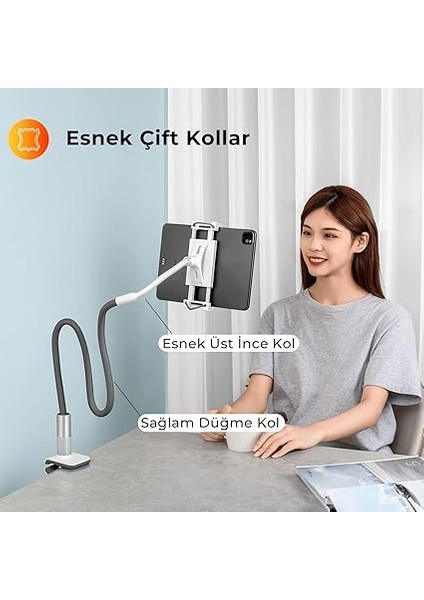 Saiji Datura 2 120 cm Akrobat Flexible Ayarlanabilir Telefon Tablet Tutucu Gri fırsatları