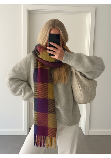 Kadın Yumuşak Dokulu Renk Bloklu Atkı fiyatları