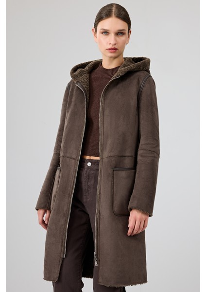 Fiorentini Kadın Kahverengi Çift Taraflı Kapüşonlu Teddy Kaban 25WGP53149F fiyatları