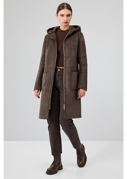 Fiorentini Kadın Kahverengi Çift Taraflı Kapüşonlu Teddy Kaban 25WGP53149F fırsatları
