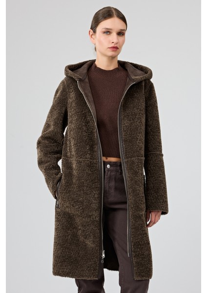 Fiorentini Kadın Kahverengi Çift Taraflı Kapüşonlu Teddy Kaban 25WGP53149F indirimleri