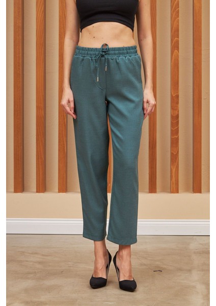 Kadın Beli Lastikli Kumaş Pantolon modelleri