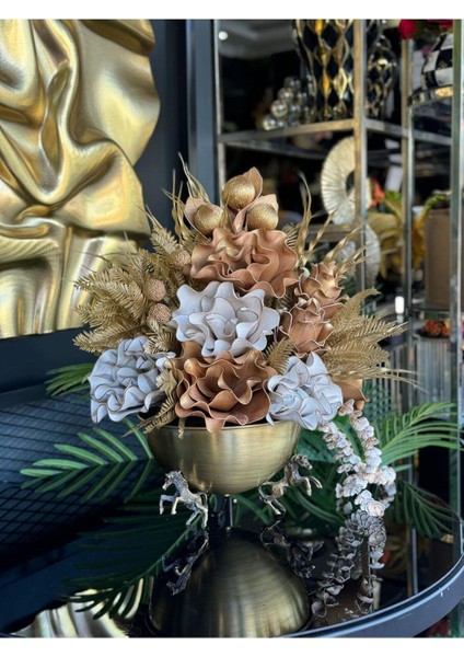 Yapay Çiçekli Antik Atlı Vazo no:1