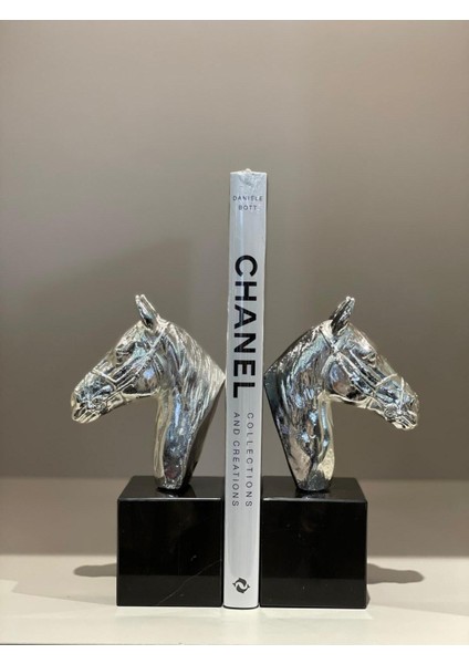 Pirinç At Ikili Kitap Tutucu Gümüş