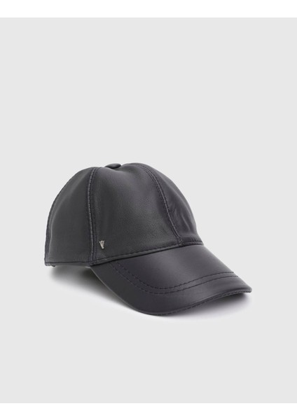 Valguri Hakiki Deri Antrasit Unisex Şapka