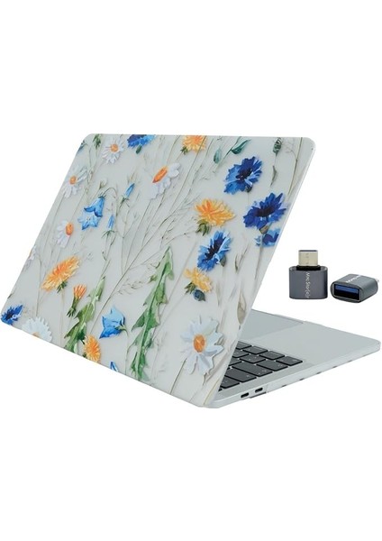 MacBook Air 13 Inç Kılıf – A1932, A2179, A2337 M1 Uyumlu Sert Kapak • Çiçek Desenli Hard Shell Koruma • Ince & Dayanıklı Laptop Cover Sarı