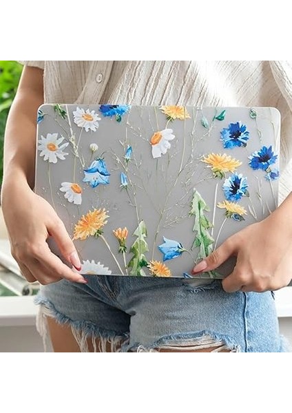 MacBook Air 13 Inç Kılıf – A1932, A2179, A2337 M1 Uyumlu Sert Kapak • Çiçek Desenli Hard Shell Koruma • Ince & Dayanıklı Laptop Cover Sarı modelleri