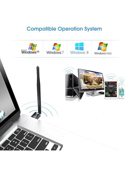 Pc Için USB Wifi Adaptörü, Masaüstü Dongle High Gain 6dbi Anten Desteği, Masaüstü Dizüstü Bilgisayar Desteği, Windows 10/8/7/xp/vista, Mac 10.6-10.11 ile Uyumlu fiyatları