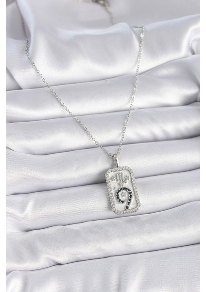 316L Çelik Gümüş Renk Zincir Akrep Burcu Zirkon Taşlı Kadın Kolye - Lisinya fiyatları