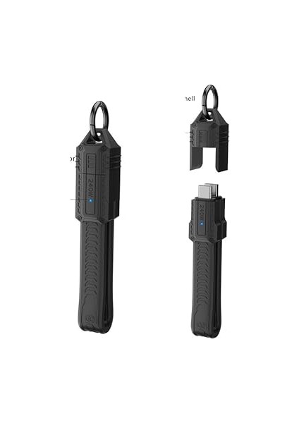 Type-C To Type-C Anahtarlık Tipi 240W 80GBPS 8k60Hz Mini Kablo Otgzb Siyah