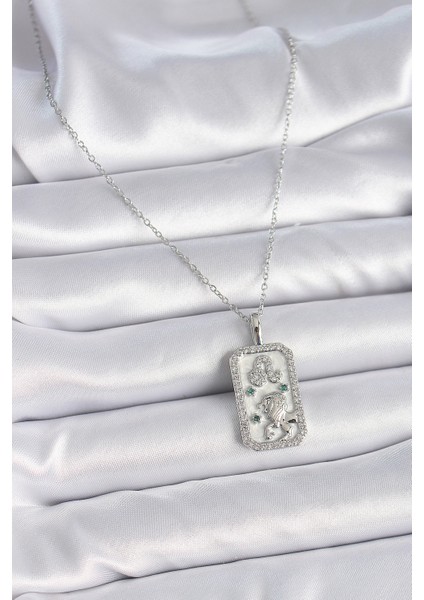 316L Çelik Gümüş Renk Zincir Aslan Burcu Zirkon Taşlı Kadın Kolye - Lisinya fiyatları