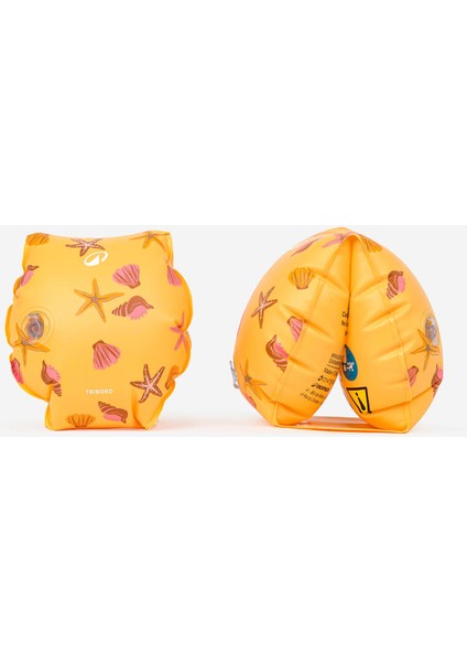 Çocuk Yüzme Kolluğu - 11/30 Kg - Açık Sarı - Deniz Kabuğu Desenli