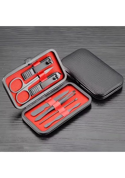 Parça Profesyonel Manikür Pedikür Seti, Siyah Taşıma Çantalı, Kırmızı Iç Tasarım fırsatları