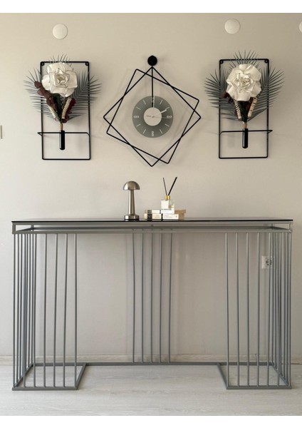 5'li Elegante Set - Ferrero Füme Tamper Camlı Siyah Metal Kırılmaz Camlı Metal (Mobilya) Duvar Saati fiyatları