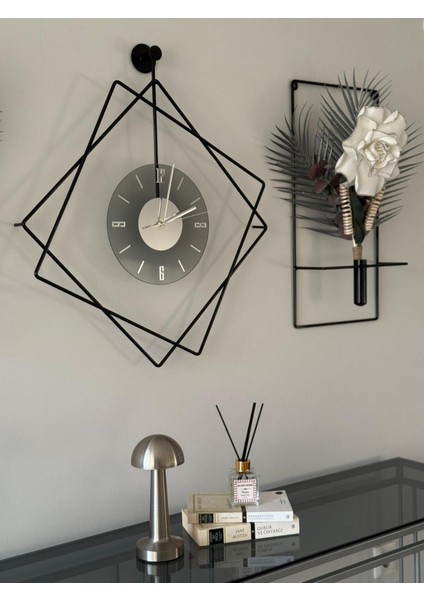 5'li Elegante Set - Ferrero Füme Tamper Camlı Siyah Metal Kırılmaz Camlı Metal (Mobilya) Duvar Saati indirimleri