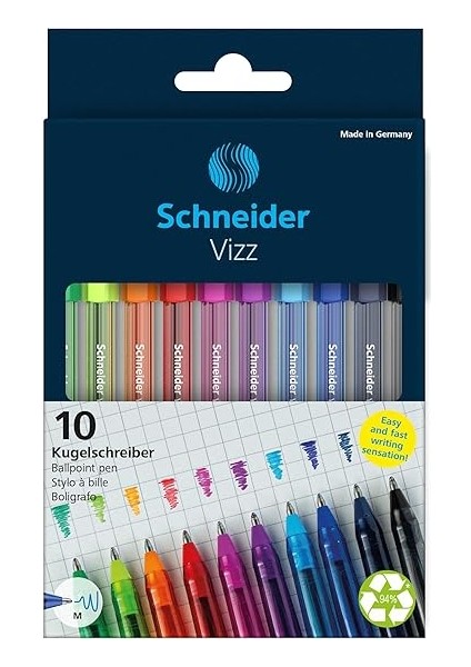 Vizz Tükenmez Kalem, 1,00 Mm, 10' Lu Set, Canlı Renkler fiyatları