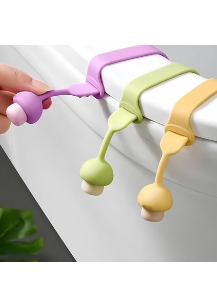 2 Adet Klozet Kapağı Hijyen Aparatı – Mantar Tasarım, Esnek Yapı ile Kolay Kullanım – Ellerinizin Korunması Için Pratik Çözüm