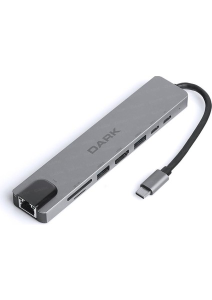 DK-AC-U31X40 USB 3.1 Type-C 8 In1 Ether-Hdmı-Tf Sd Kart Okuyucu- USB 3.0-Usb-C&usb-C Pd Hub
