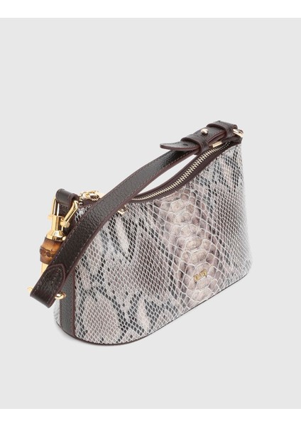 Roomy Hakiki Yılan Baskılı Deri Bej Kadın Omuz Çantası fiyatları