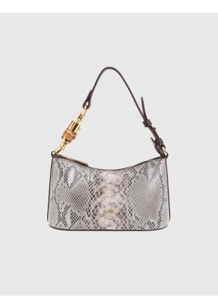 Roomy Hakiki Yılan Baskılı Deri Bej Kadın Omuz Çantası modelleri