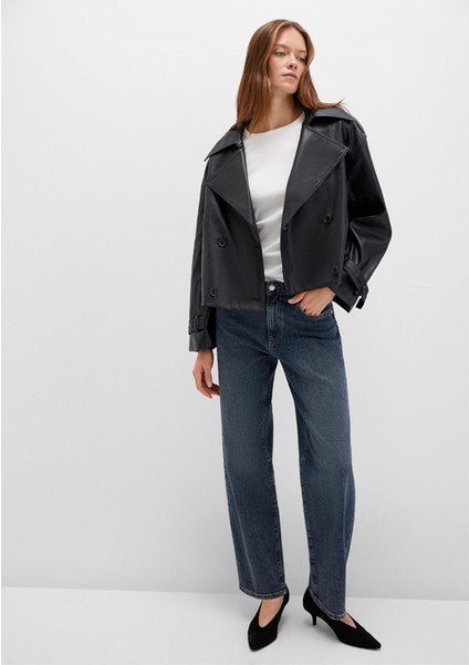 Siyah Suni Deri Ceket 1110709-900 modelleri