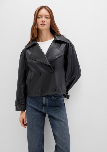 Siyah Suni Deri Ceket 1110709-900 fırsatları