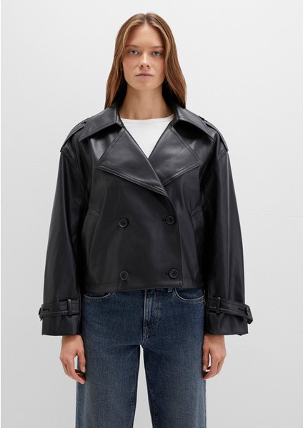 Siyah Suni Deri Ceket 1110709-900 indirimleri