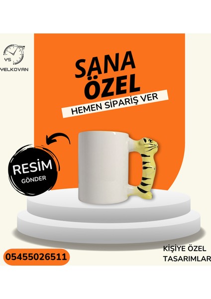 Aslan Kulplu Porselen Bardak | Yelkovanstudio