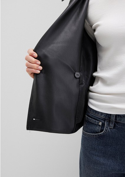 Siyah Suni Deri Ceket 1110709-900