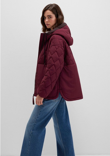 Su Itici Kapüşonlu Bordo Kapitone Ceket 1110499-90705 fiyatları