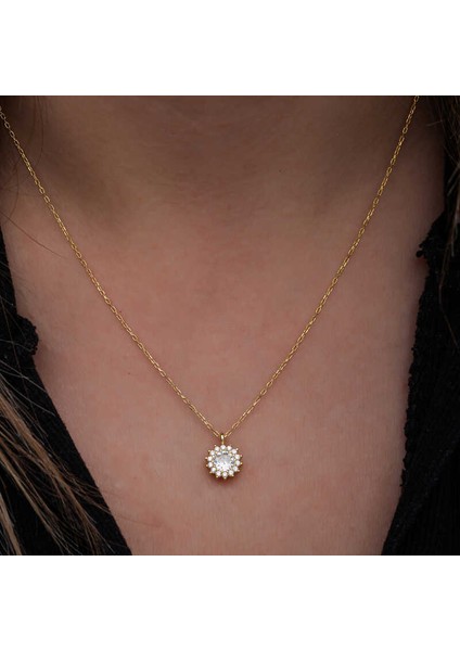 Gümüş Gold Minimal Yuvarlak Anturaj Kadın Kolye