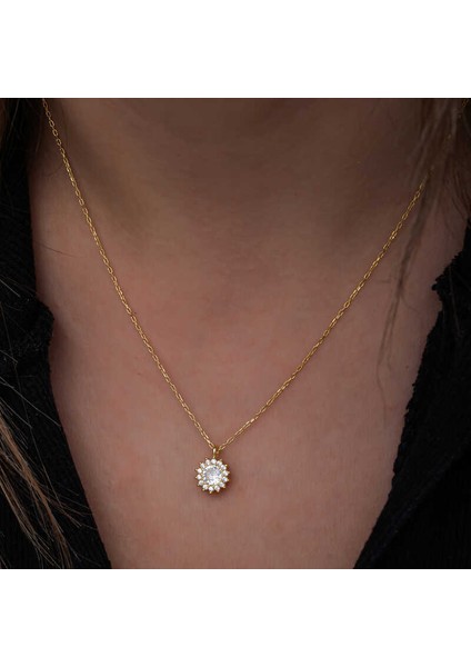 Gümüş Gold Minimal Yuvarlak Anturaj Kadın Kolye
