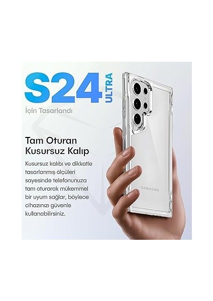 Samsung Galaxy S24 Ultra Için Crystal Armor Serisi Şok Emici Yumuşak Silikon Kenar Arkası Sert Polikarbonat Darbeye Dayanıklı Şeffaf Kılıf modelleri