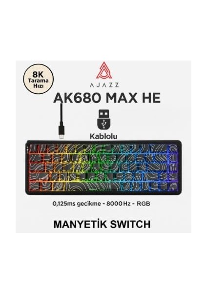 AK680 Max He Kablolu Manyetik Switch Klavye - 8000Hz - 0.125MS (AK680 Max He - Siyah Desenli) fiyatları