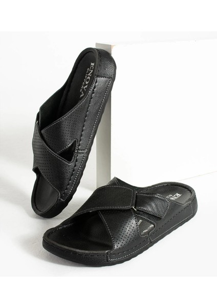 Erkek Ortopedik Taban Ayarlanabilen Cırtlı Dikişli Şık Içeri Dışarı Deri(Suni) Terliği