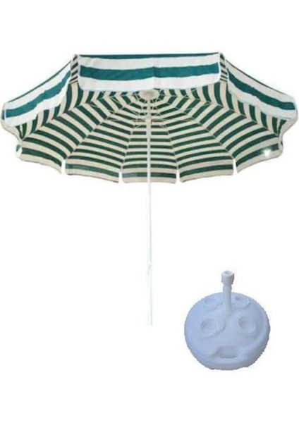 Şemsiyesi 2.10 Metre Gölgelik Balkon Bahçe Teras Piknik Şemsiye Yeşil 16 Litre Su Bidonu