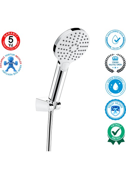 | Valtemo Neoflex Pvc Hortumlu, Butonlu Sistem, 5 Yıl Garantili El Duşu + Hortum + Mafsal modelleri