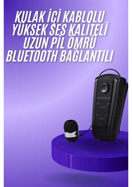 Makaralı Bluetooth Kulakiçi Yaka Kulaklığı Kablosuz Kulaklık