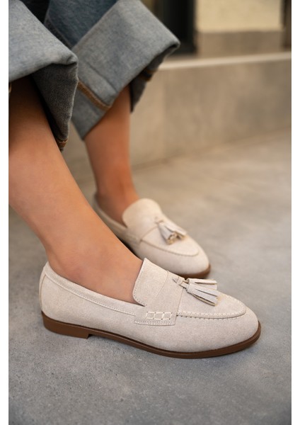 Leather Bej Süet Püskül Detaylı Düz Taban Ayakkabı fiyatları